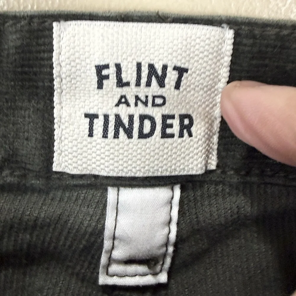 Flint And Tinder 365 Corduroy Pants Mens 32x30 Green Slim Fit Stretch 5 Pocket